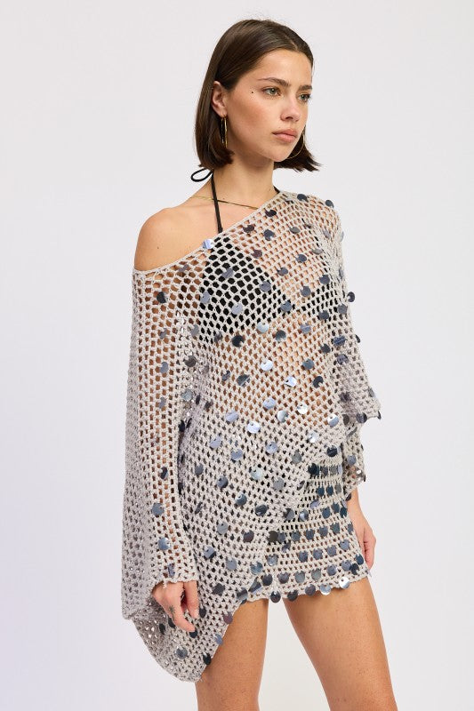 OVERSIZED SHELL TRIM CROCHET PONCHO-Emory Park-[option4]-[option5]-[option6]-[option7]-[option8]-Shop-Boutique-Clothing-for-Women-Online