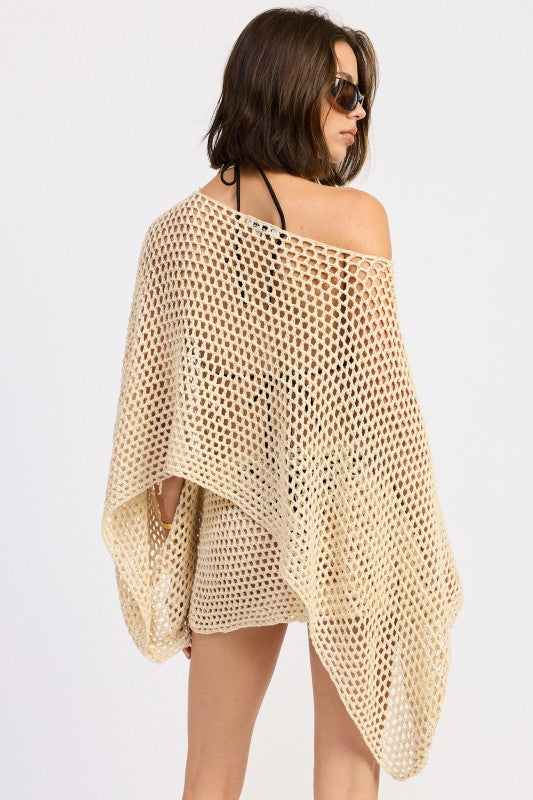 OVERSIZED SHELL TRIM CROCHET PONCHO-Emory Park-[option4]-[option5]-[option6]-[option7]-[option8]-Shop-Boutique-Clothing-for-Women-Online