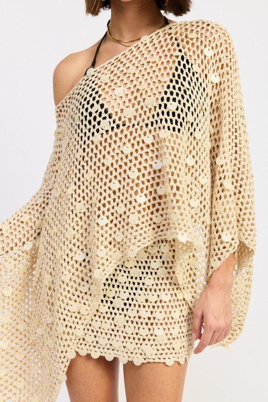 OVERSIZED SHELL TRIM CROCHET PONCHO-Emory Park-[option4]-[option5]-[option6]-[option7]-[option8]-Shop-Boutique-Clothing-for-Women-Online