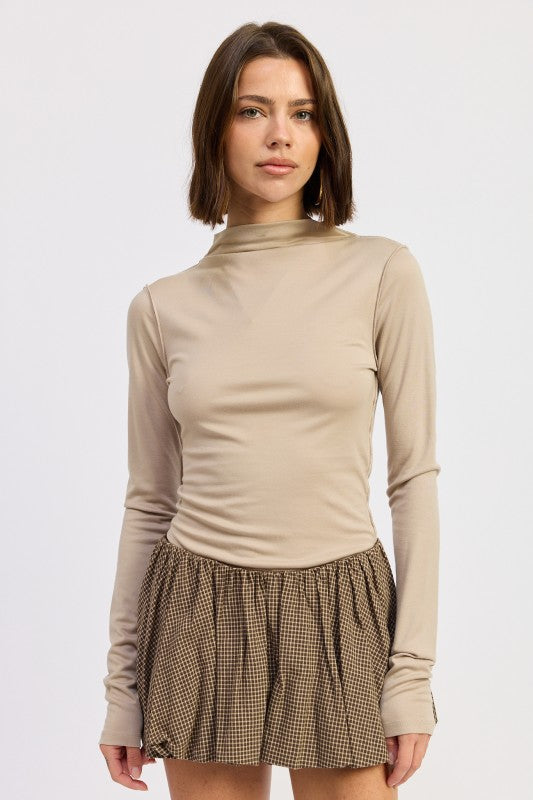 MOCK NECK LONG SLEEVE JERSEY TOP-Emory Park-[option4]-[option5]-[option6]-[option7]-[option8]-Shop-Boutique-Clothing-for-Women-Online