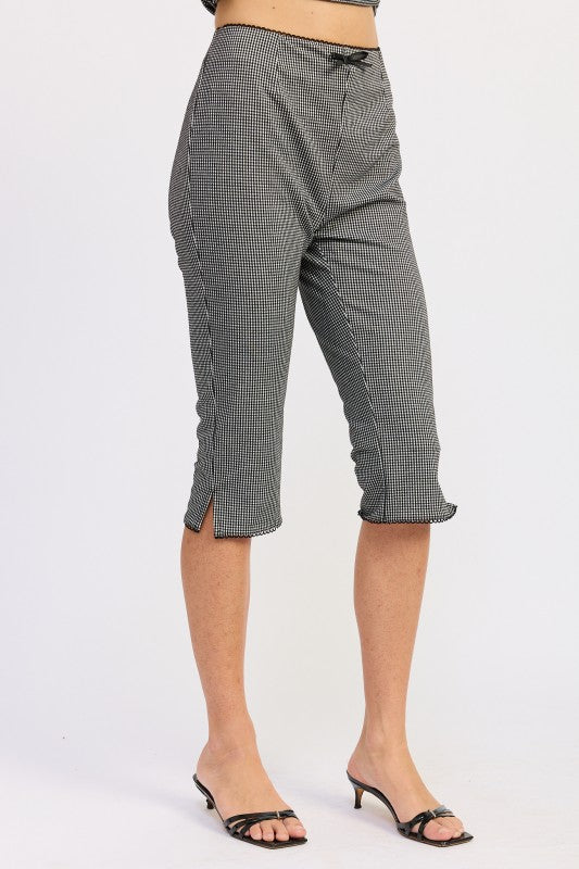 GINGHAM CAPRI PANTS WITH LACE TRIM-Emory Park-[option4]-[option5]-[option6]-[option7]-[option8]-Shop-Boutique-Clothing-for-Women-Online