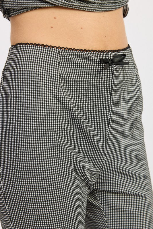 GINGHAM CAPRI PANTS WITH LACE TRIM-Emory Park-[option4]-[option5]-[option6]-[option7]-[option8]-Shop-Boutique-Clothing-for-Women-Online