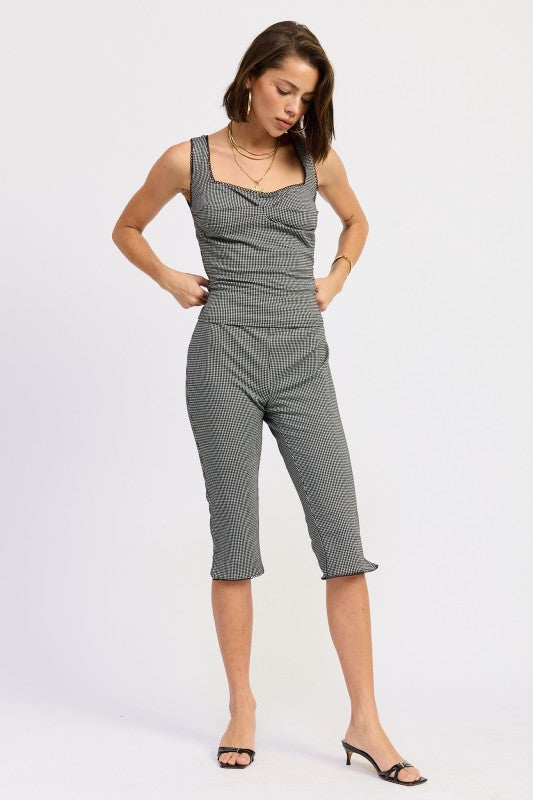 GINGHAM CAPRI PANTS WITH LACE TRIM-Emory Park-[option4]-[option5]-[option6]-[option7]-[option8]-Shop-Boutique-Clothing-for-Women-Online