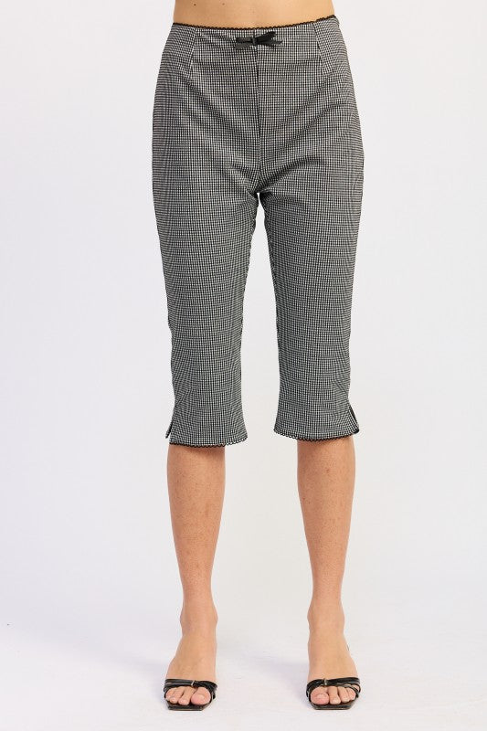 GINGHAM CAPRI PANTS WITH LACE TRIM-Emory Park-[option4]-[option5]-[option6]-[option7]-[option8]-Shop-Boutique-Clothing-for-Women-Online