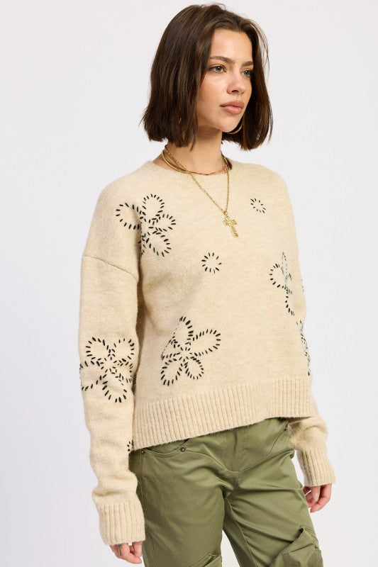 FLORAL WHIPSTITCH SWEATER-Emory Park-[option4]-[option5]-[option6]-[option7]-[option8]-Shop-Boutique-Clothing-for-Women-Online