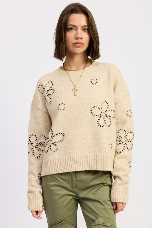 FLORAL WHIPSTITCH SWEATER-Emory Park-[option4]-[option5]-[option6]-[option7]-[option8]-Shop-Boutique-Clothing-for-Women-Online