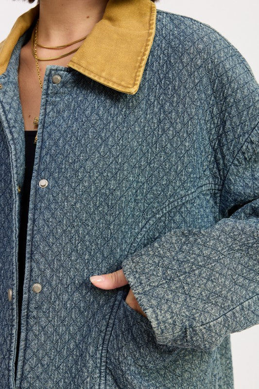 WOOL TWEED SNAP JACKET WITH CONTRASTED COLLAR-Emory Park-[option4]-[option5]-[option6]-[option7]-[option8]-Shop-Boutique-Clothing-for-Women-Online