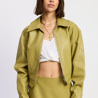 CROPPED JACKET WITH COLLAR AND ZIPPER-Emory Park-[option4]-[option5]-[option6]-[option7]-[option8]-Shop-Boutique-Clothing-for-Women-Online