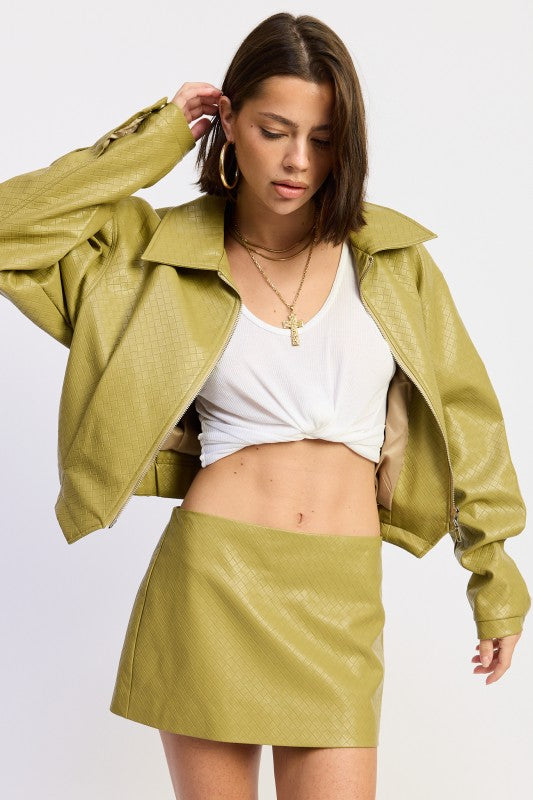 CROPPED JACKET WITH COLLAR AND ZIPPER-Emory Park-[option4]-[option5]-[option6]-[option7]-[option8]-Shop-Boutique-Clothing-for-Women-Online