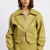 CROPPED JACKET WITH COLLAR AND ZIPPER-Emory Park-[option4]-[option5]-[option6]-[option7]-[option8]-Shop-Boutique-Clothing-for-Women-Online