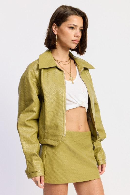 CROPPED JACKET WITH COLLAR AND ZIPPER-Emory Park-[option4]-[option5]-[option6]-[option7]-[option8]-Shop-Boutique-Clothing-for-Women-Online