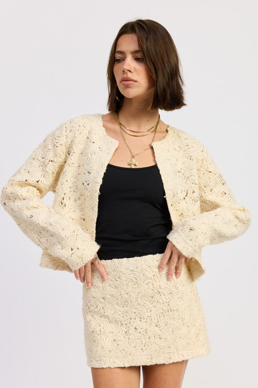 NOVELTY MACRAME CROPPED JACKET-Emory Park-[option4]-[option5]-[option6]-[option7]-[option8]-Shop-Boutique-Clothing-for-Women-Online