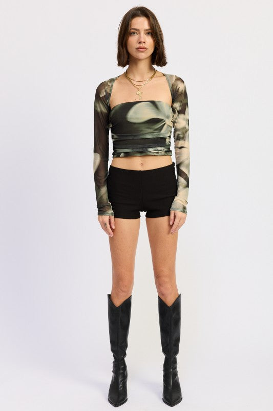 PRINTED MUSH TUBE TOP WITH DETACHABLE SHRUG-Emory Park-[option4]-[option5]-[option6]-[option7]-[option8]-Shop-Boutique-Clothing-for-Women-Online