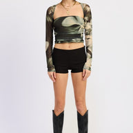 PRINTED MUSH TUBE TOP WITH DETACHABLE SHRUG-Emory Park-[option4]-[option5]-[option6]-[option7]-[option8]-Shop-Boutique-Clothing-for-Women-Online