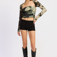 PRINTED MUSH TUBE TOP WITH DETACHABLE SHRUG-Emory Park-[option4]-[option5]-[option6]-[option7]-[option8]-Shop-Boutique-Clothing-for-Women-Online