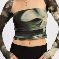 PRINTED MUSH TUBE TOP WITH DETACHABLE SHRUG-Emory Park-[option4]-[option5]-[option6]-[option7]-[option8]-Shop-Boutique-Clothing-for-Women-Online