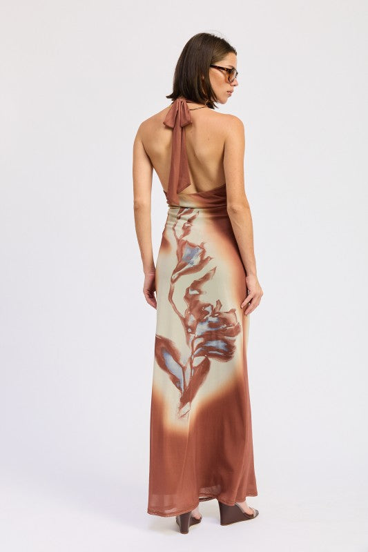 PRINTED MAXI HALTER DRESS WITH NECK TIE-Emory Park-[option4]-[option5]-[option6]-[option7]-[option8]-Shop-Boutique-Clothing-for-Women-Online