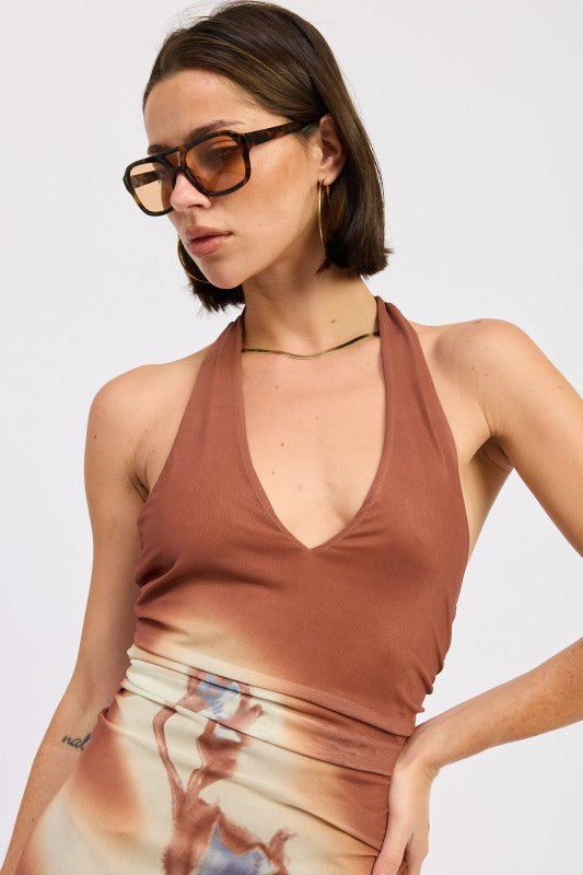 PRINTED MAXI HALTER DRESS WITH NECK TIE-Emory Park-[option4]-[option5]-[option6]-[option7]-[option8]-Shop-Boutique-Clothing-for-Women-Online
