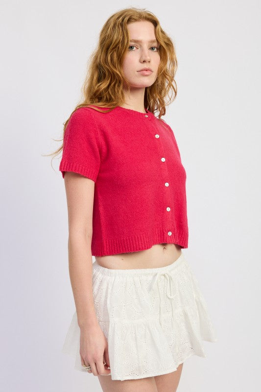SHORT SLEEVE BUTTON UP CARDIGAN-Emory Park-[option4]-[option5]-[option6]-[option7]-[option8]-Shop-Boutique-Clothing-for-Women-Online