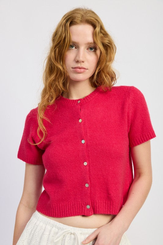 SHORT SLEEVE BUTTON UP CARDIGAN-Emory Park-[option4]-[option5]-[option6]-[option7]-[option8]-Shop-Boutique-Clothing-for-Women-Online