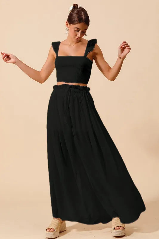 SO ME Smocked Top and Flowy Maxi Skirt Set-Sets-Trendsi-[option4]-[option5]-[option6]-[option7]-[option8]-Shop-Boutique-Clothing-for-Women-Online