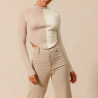 SO ME Color Block Fitted Crop Sweater Top-Sweaters-Trendsi-[option4]-[option5]-[option6]-[option7]-[option8]-Shop-Boutique-Clothing-for-Women-Online