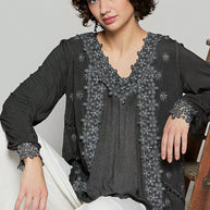 POL Floral Embroidery Woven Top with Lace Trim-Blouses-Trendsi-[option4]-[option5]-[option6]-[option7]-[option8]-Shop-Boutique-Clothing-for-Women-Online