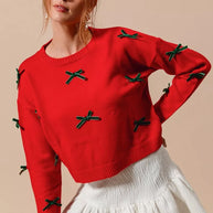 SO ME Ribbon Bow Applique Sweater-Sweaters-Trendsi-[option4]-[option5]-[option6]-[option7]-[option8]-Shop-Boutique-Clothing-for-Women-Online