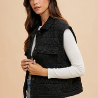 Annie Wear Texture Quilted Snap Down Vest Coat-Vest-Trendsi-[option4]-[option5]-[option6]-[option7]-[option8]-Shop-Boutique-Clothing-for-Women-Online