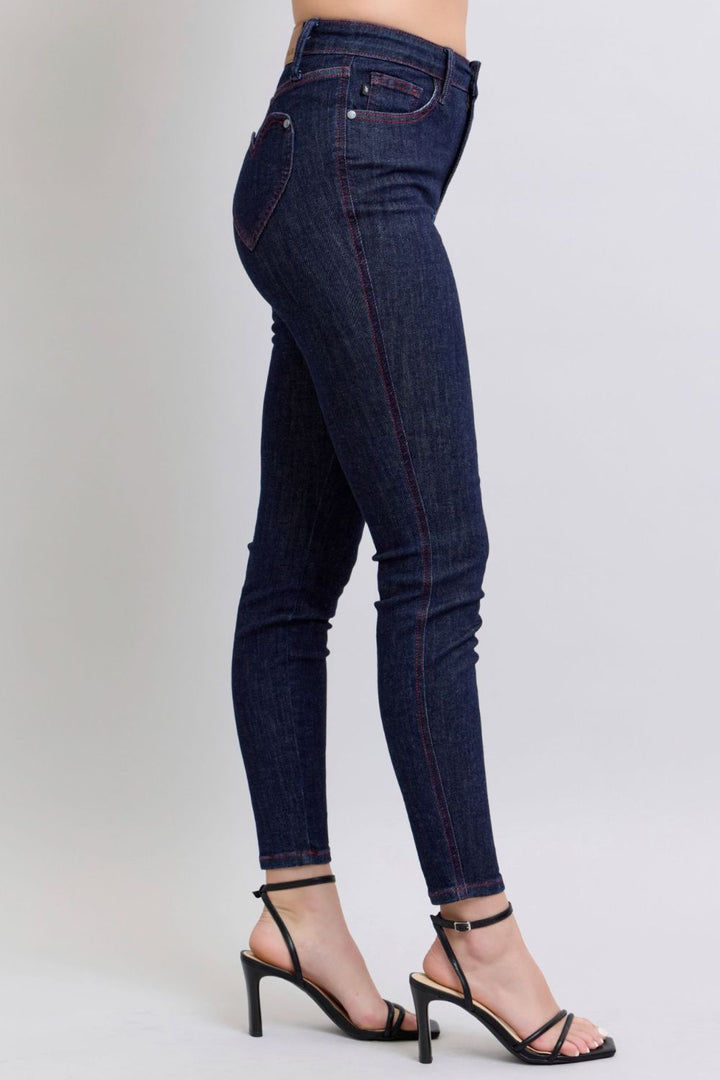 Judy Blue Heart Shaped Back Pockets Skinny Jeans-Trendsi-[option4]-[option5]-[option6]-[option7]-[option8]-Shop-Boutique-Clothing-for-Women-Online