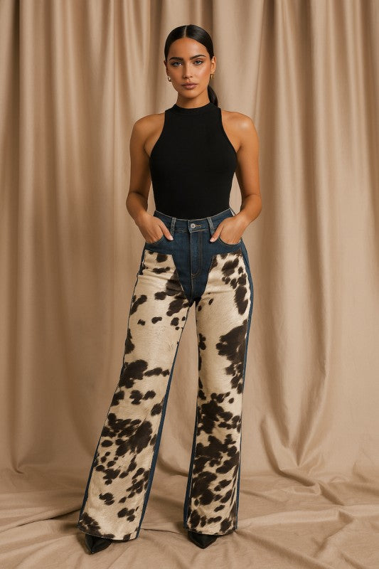 Cow Hide Wide Leg Jean-GJG Denim-[option4]-[option5]-[option6]-[option7]-[option8]-Shop-Boutique-Clothing-for-Women-Online