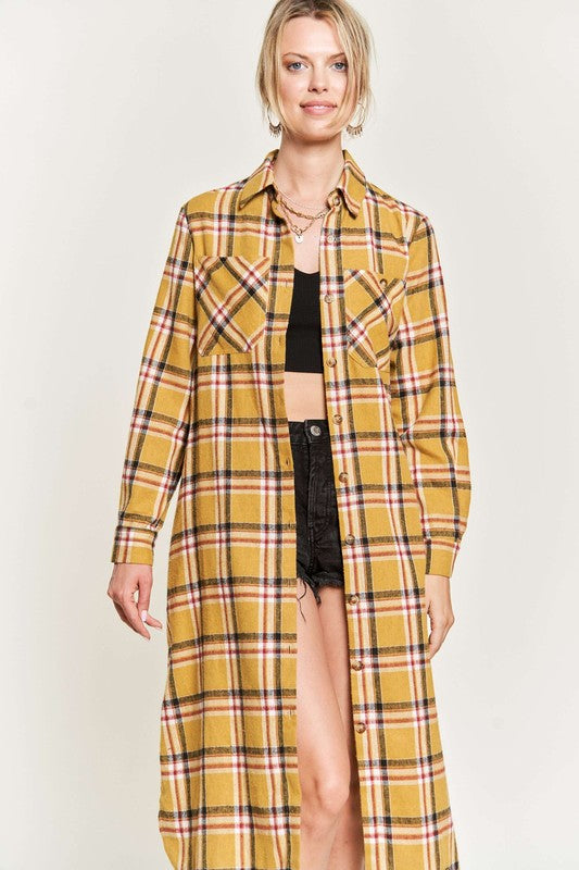 PLAID PRINT COLLAR LONG SHIRT DRESS PLUS SIZE-Jade By Jane-[option4]-[option5]-[option6]-[option7]-[option8]-Shop-Boutique-Clothing-for-Women-Online