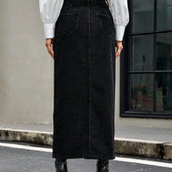 Button Front Denim Skirt-Skirts-Trendsi-[option4]-[option5]-[option6]-[option7]-[option8]-Shop-Boutique-Clothing-for-Women-Online