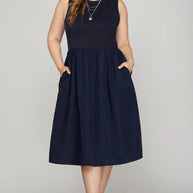 She + Sky Full Size Sleeveless Poplin Woven Midi Dress with Pockets-Dresses-Trendsi-[option4]-[option5]-[option6]-[option7]-[option8]-Shop-Boutique-Clothing-for-Women-Online