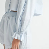 MABLE Long Sleeve Scallop Blouse and Shorts Set-Two Piece Shorts Sets-Trendsi-[option4]-[option5]-[option6]-[option7]-[option8]-Shop-Boutique-Clothing-for-Women-Online