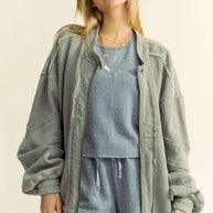 Davi & Dani Exposed Seam Zip Up Dropped Shoulder Jacket-Jacket-Trendsi-[option4]-[option5]-[option6]-[option7]-[option8]-Shop-Boutique-Clothing-for-Women-Online