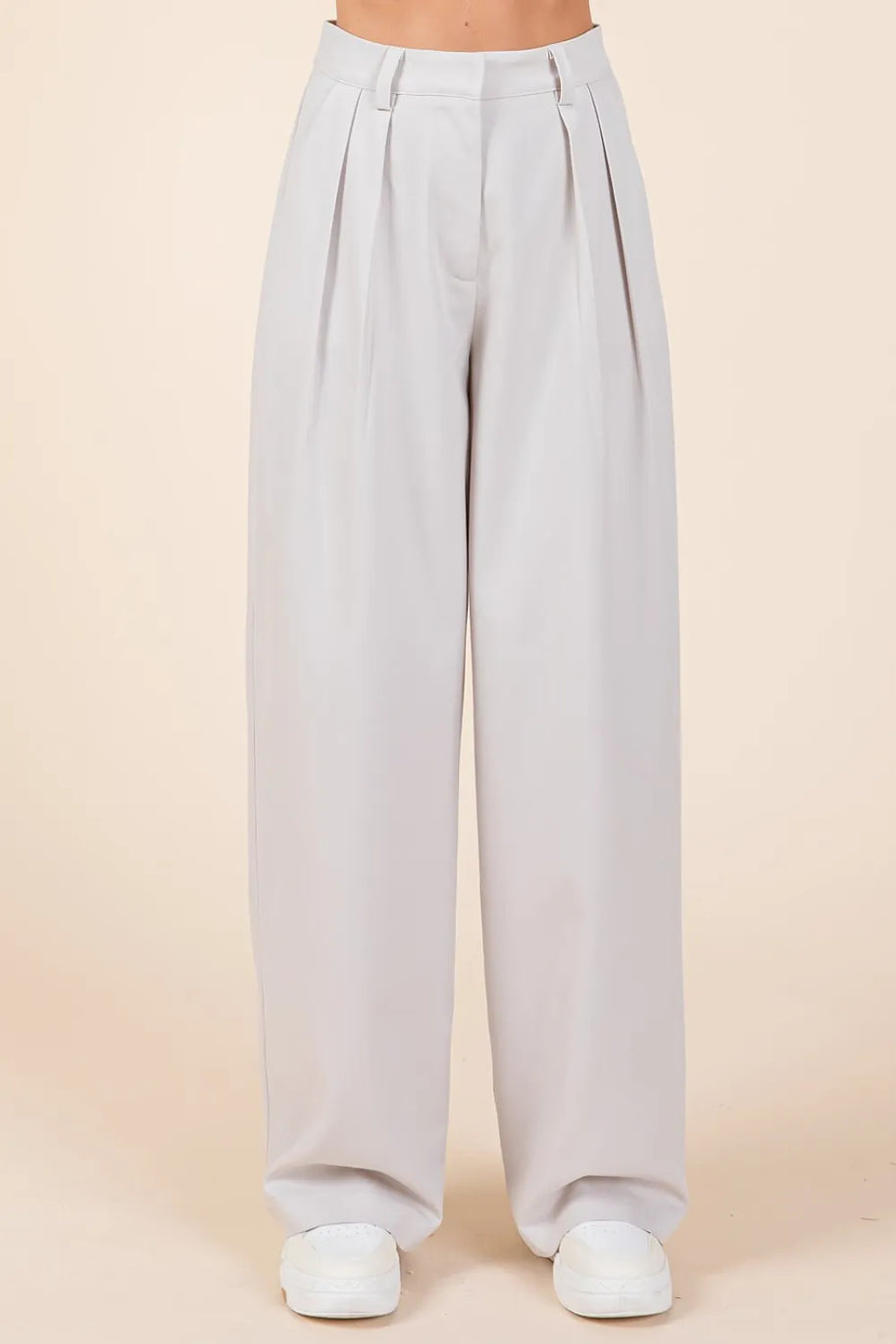 Mittoshop Pintuck Detail High Rise Pants-pants-Trendsi-Light Gray-S-[option4]-[option5]-[option6]-[option7]-[option8]-Shop-Boutique-Clothing-for-Women-Online