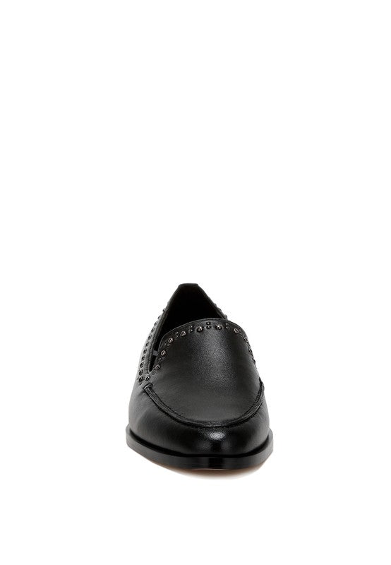 Wolferton Delicate Stud Detail Leather Loafers-Rag Company-[option4]-[option5]-[option6]-[option7]-[option8]-Shop-Boutique-Clothing-for-Women-Online