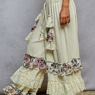 POL Drawstring Double Gauze Wide Leg Pants with Print and Lace Ruffle-pants-Trendsi-[option4]-[option5]-[option6]-[option7]-[option8]-Shop-Boutique-Clothing-for-Women-Online