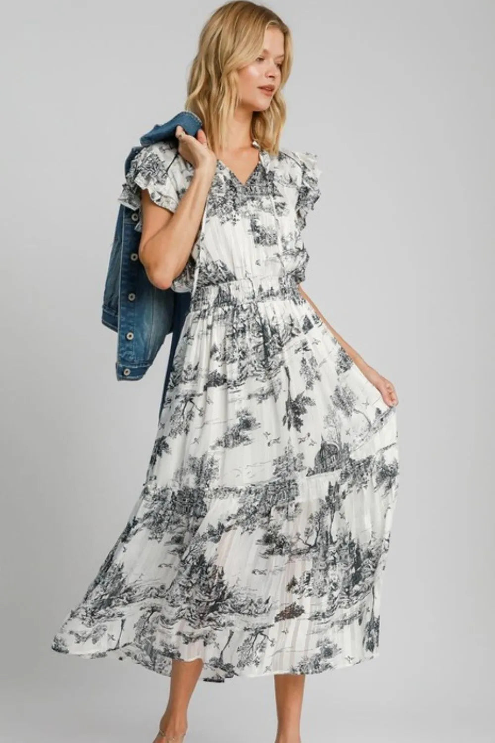 Umgee Full Size Two Tone Landscape Print Midi Dress Plus Size-Dresses-Trendsi-[option4]-[option5]-[option6]-[option7]-[option8]-Shop-Boutique-Clothing-for-Women-Online
