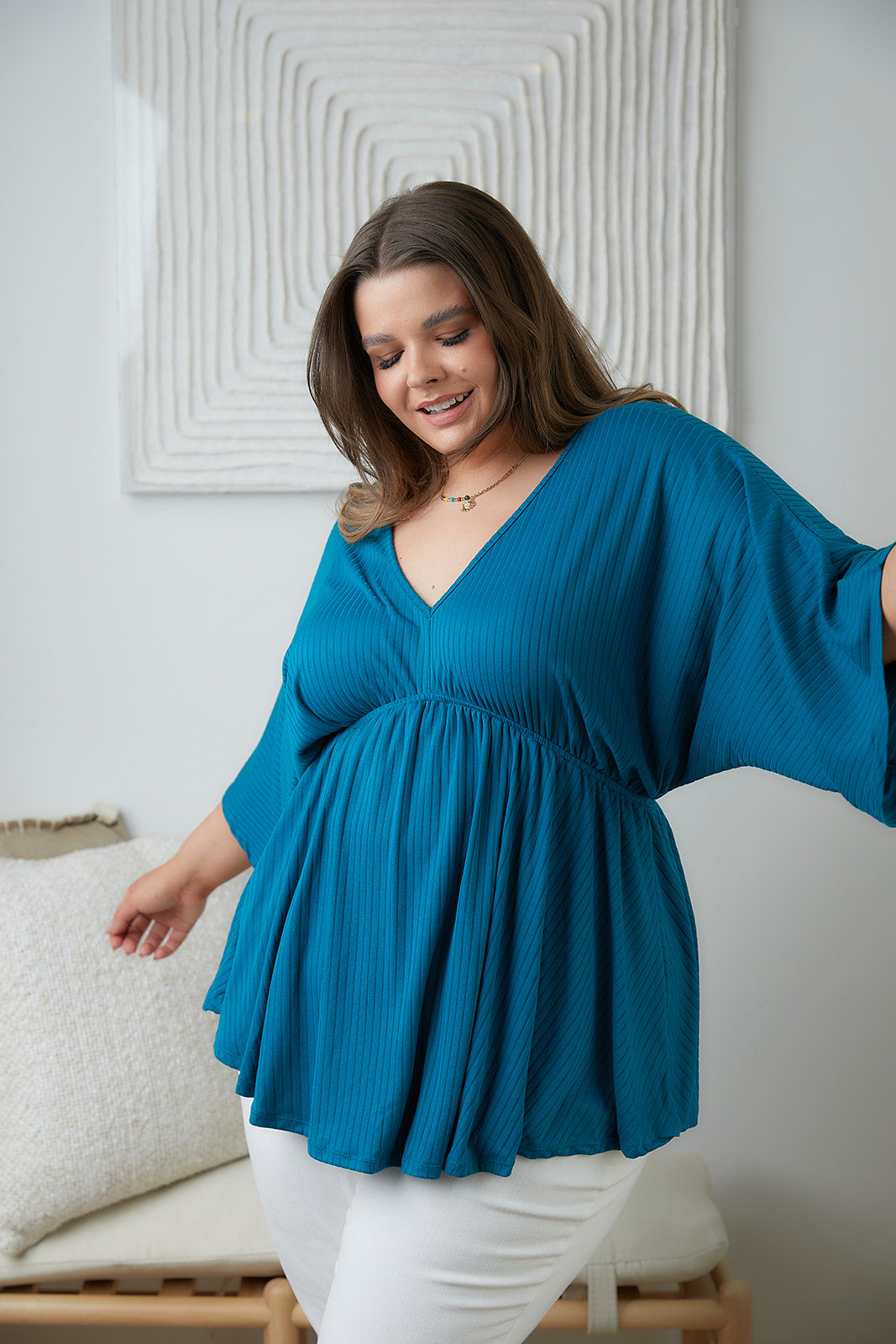 Storied Moments Draped Peplum Top in Teal-Tops-Ave Shops-[option4]-[option5]-[option6]-[option7]-[option8]-Shop-Boutique-Clothing-for-Women-Online