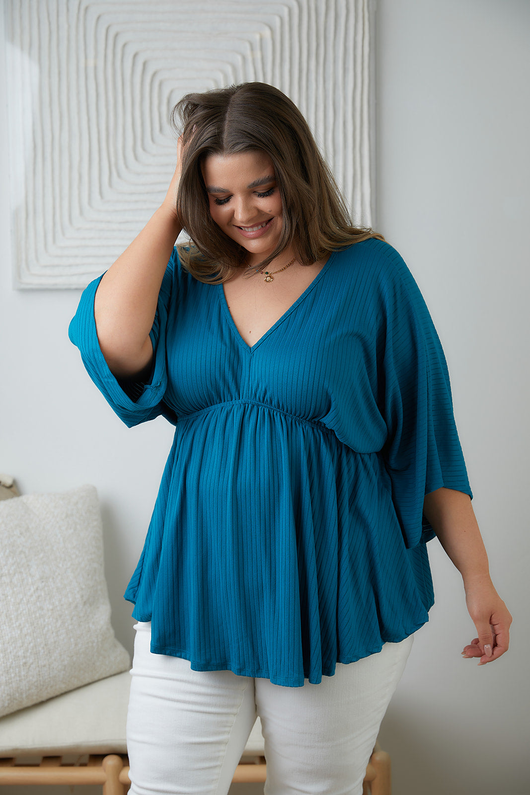 Storied Moments Draped Peplum Top in Teal-Tops-Ave Shops-[option4]-[option5]-[option6]-[option7]-[option8]-Shop-Boutique-Clothing-for-Women-Online