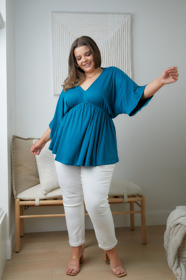 Storied Moments Draped Peplum Top in Teal-Tops-Ave Shops-[option4]-[option5]-[option6]-[option7]-[option8]-Shop-Boutique-Clothing-for-Women-Online