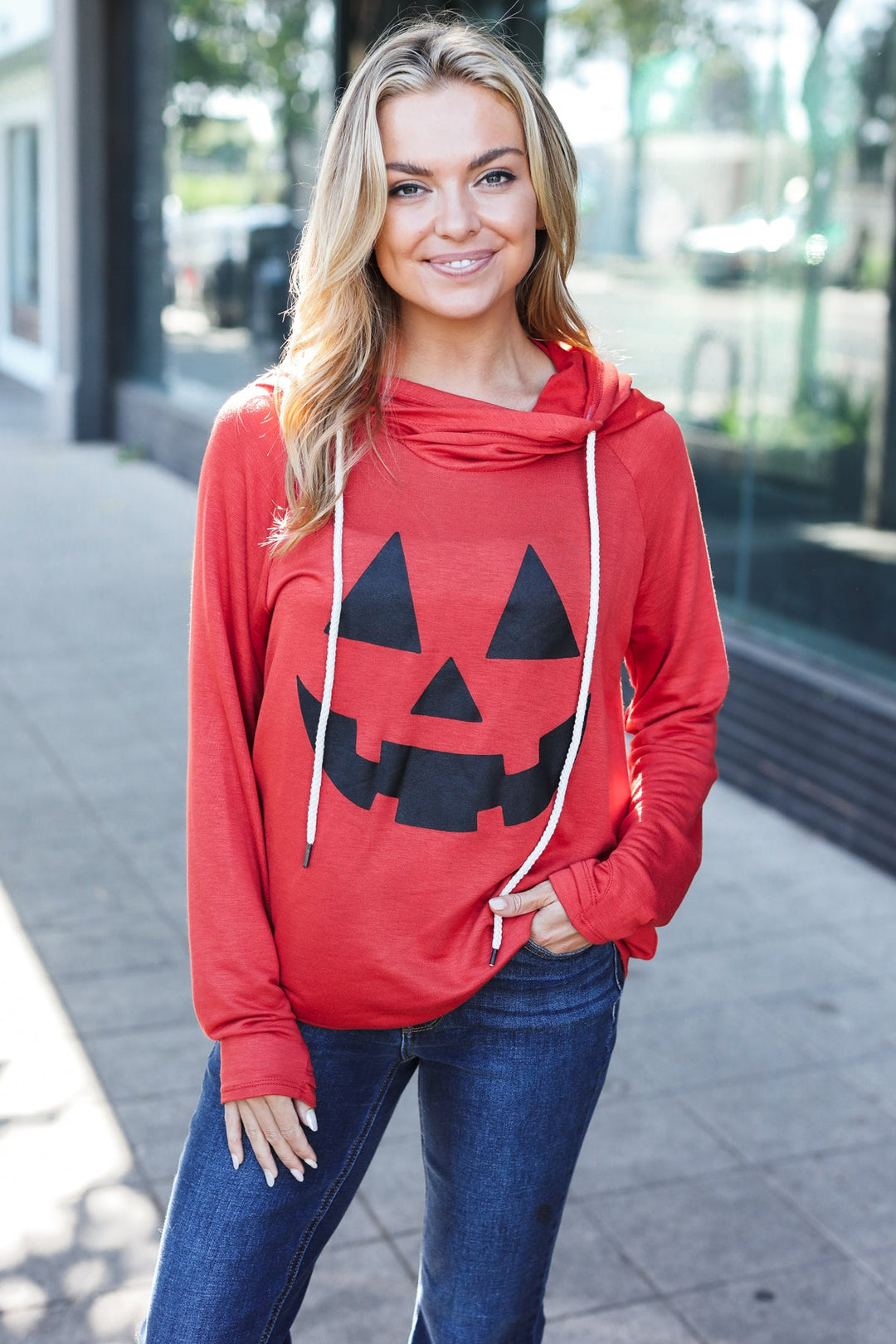 Orange Jack-O-Lantern French Terry Thumb Hole Double Hoodie-Vanilla Bay-[option4]-[option5]-[option6]-[option7]-[option8]-Shop-Boutique-Clothing-for-Women-Online