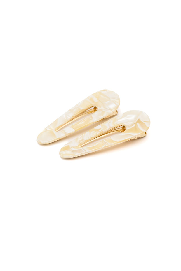 2 Pack Teardrop Hair Clip in Gold Shell-Accessories-Ave Shops-[option4]-[option5]-[option6]-[option7]-[option8]-Shop-Boutique-Clothing-for-Women-Online