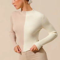 SO ME Color Block Fitted Crop Sweater Top-Sweaters-Trendsi-[option4]-[option5]-[option6]-[option7]-[option8]-Shop-Boutique-Clothing-for-Women-Online