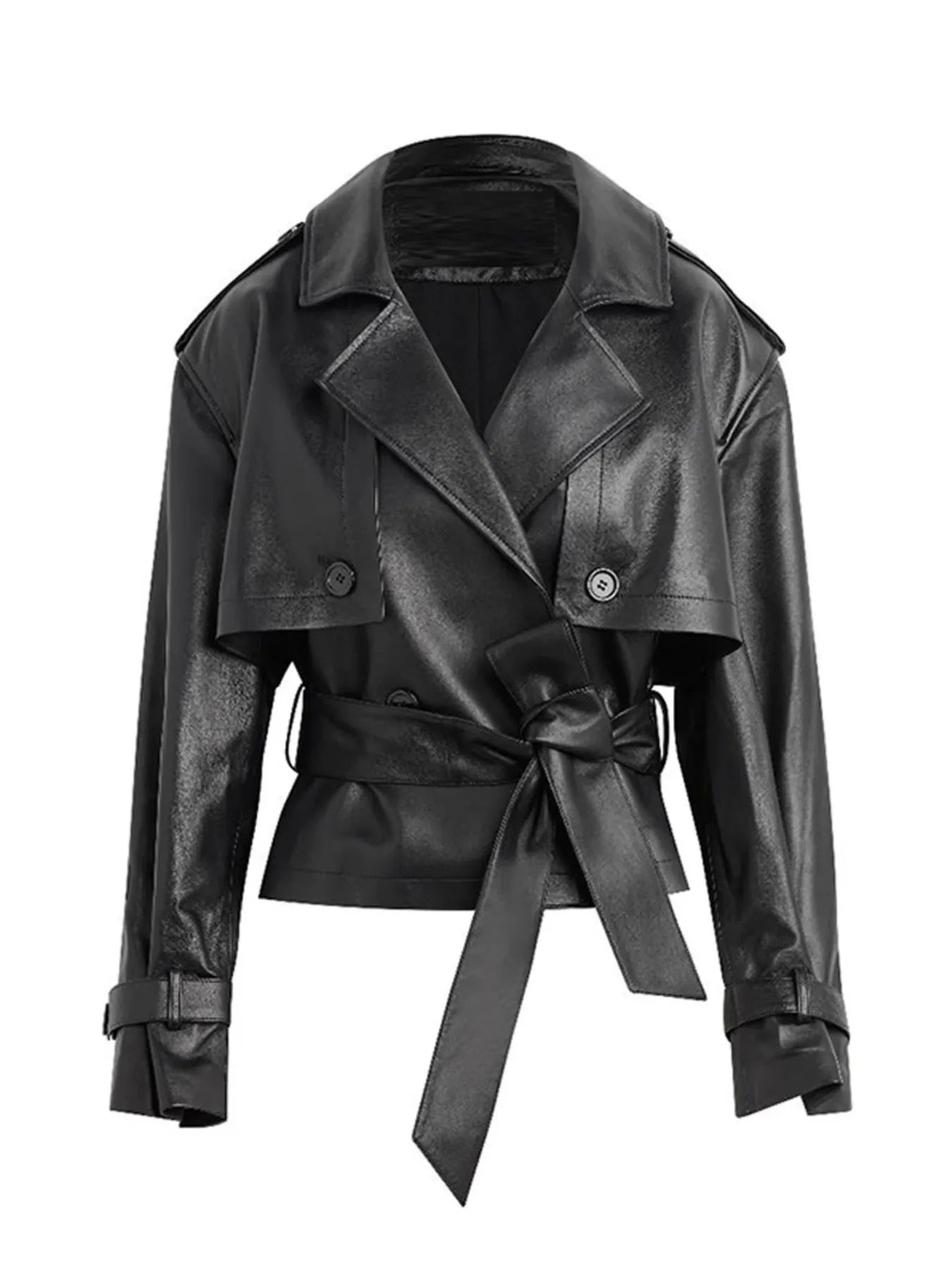 Leather Belted Trench Jacket-Jacket-Trendsi-[option4]-[option5]-[option6]-[option7]-[option8]-Shop-Boutique-Clothing-for-Women-Online