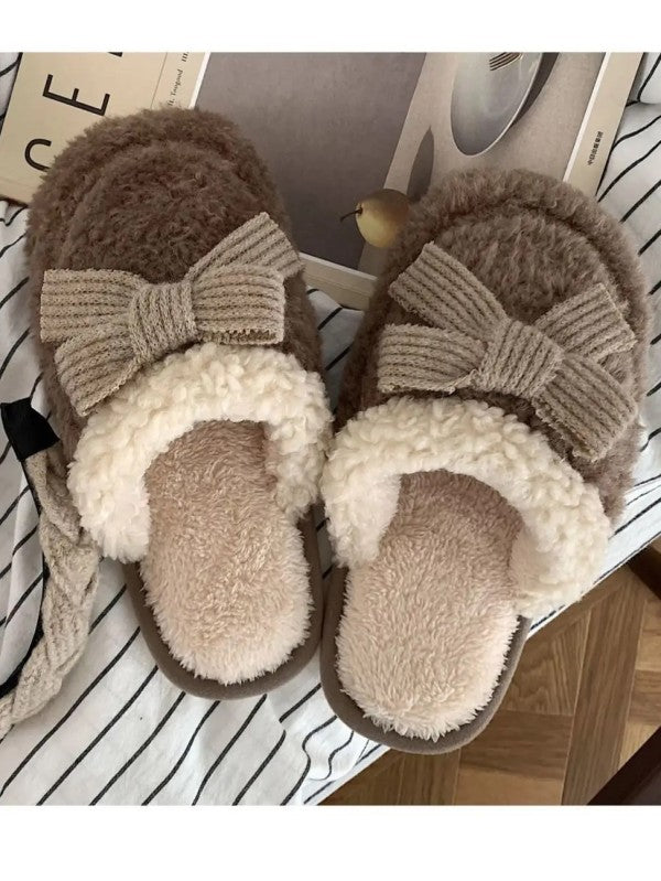Cozy Knit Bow Slippers-Miss Sparkling-[option4]-[option5]-[option6]-[option7]-[option8]-Shop-Boutique-Clothing-for-Women-Online