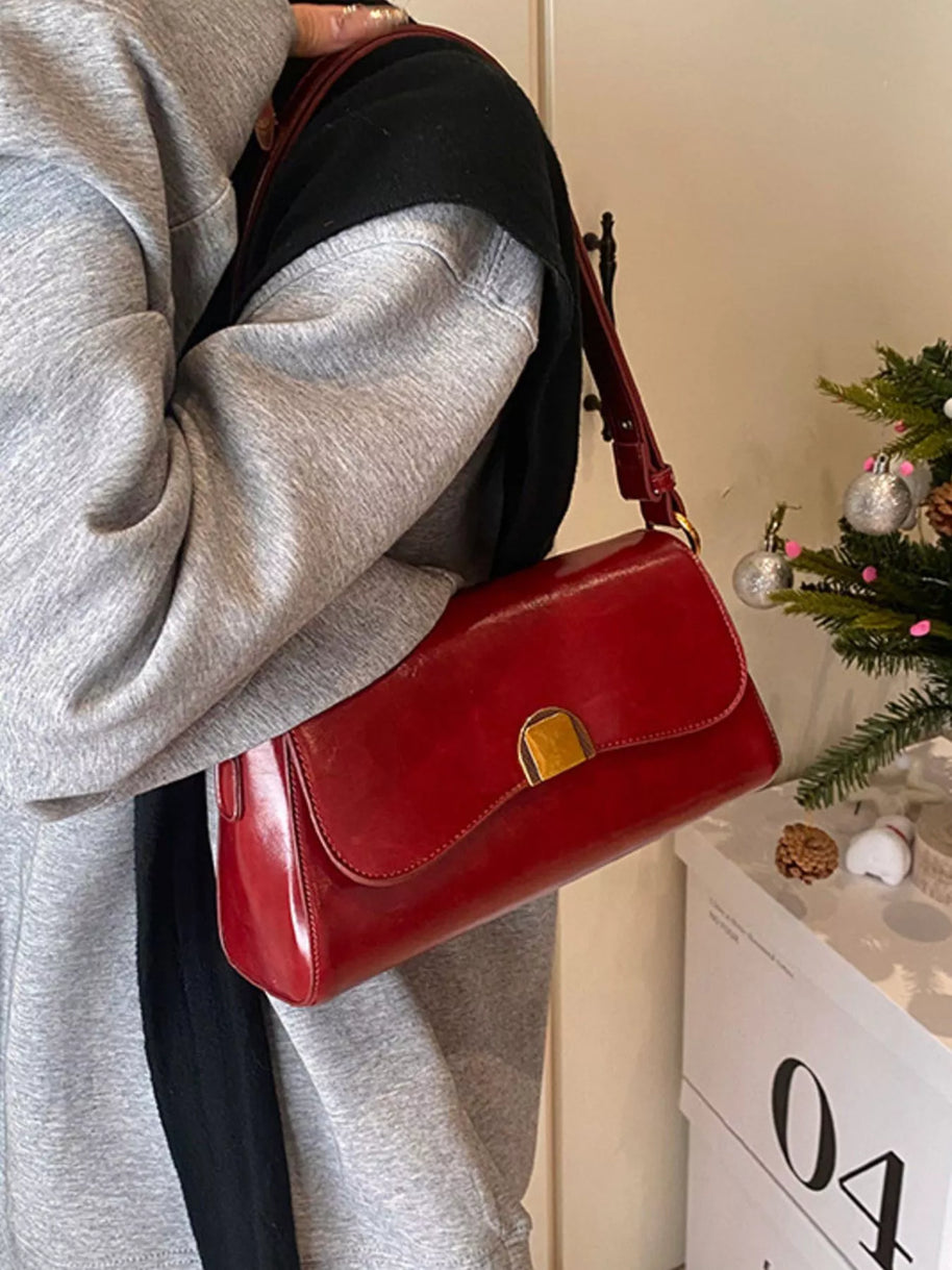 Golden Clasp Shoulder Bag-hand bag-Trendsi-[option4]-[option5]-[option6]-[option7]-[option8]-Shop-Boutique-Clothing-for-Women-Online