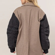 HYFVE Herringbone Mixed Media Contrast Long Sleeve Blazer-Blazers-Trendsi-[option4]-[option5]-[option6]-[option7]-[option8]-Shop-Boutique-Clothing-for-Women-Online